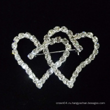 2015 новых сердца форме кристалла брошь контакты для свадебного платья